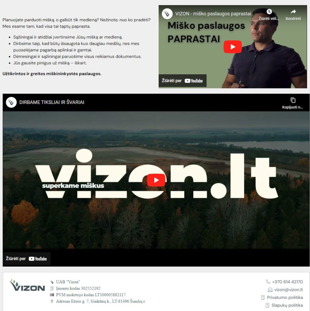 Vizon.lt video apie miško supirkimą