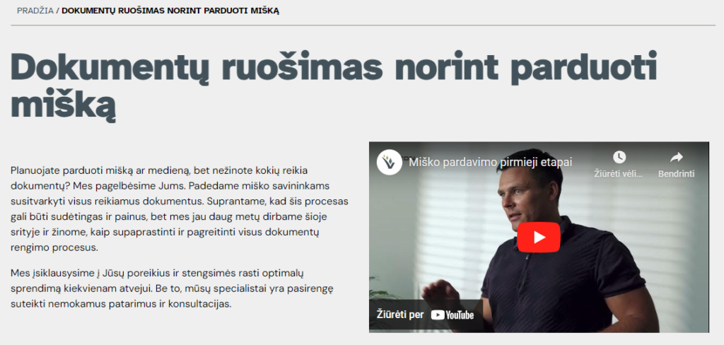 Straipsnis apie dokumentų ruošimą parduodant mišką